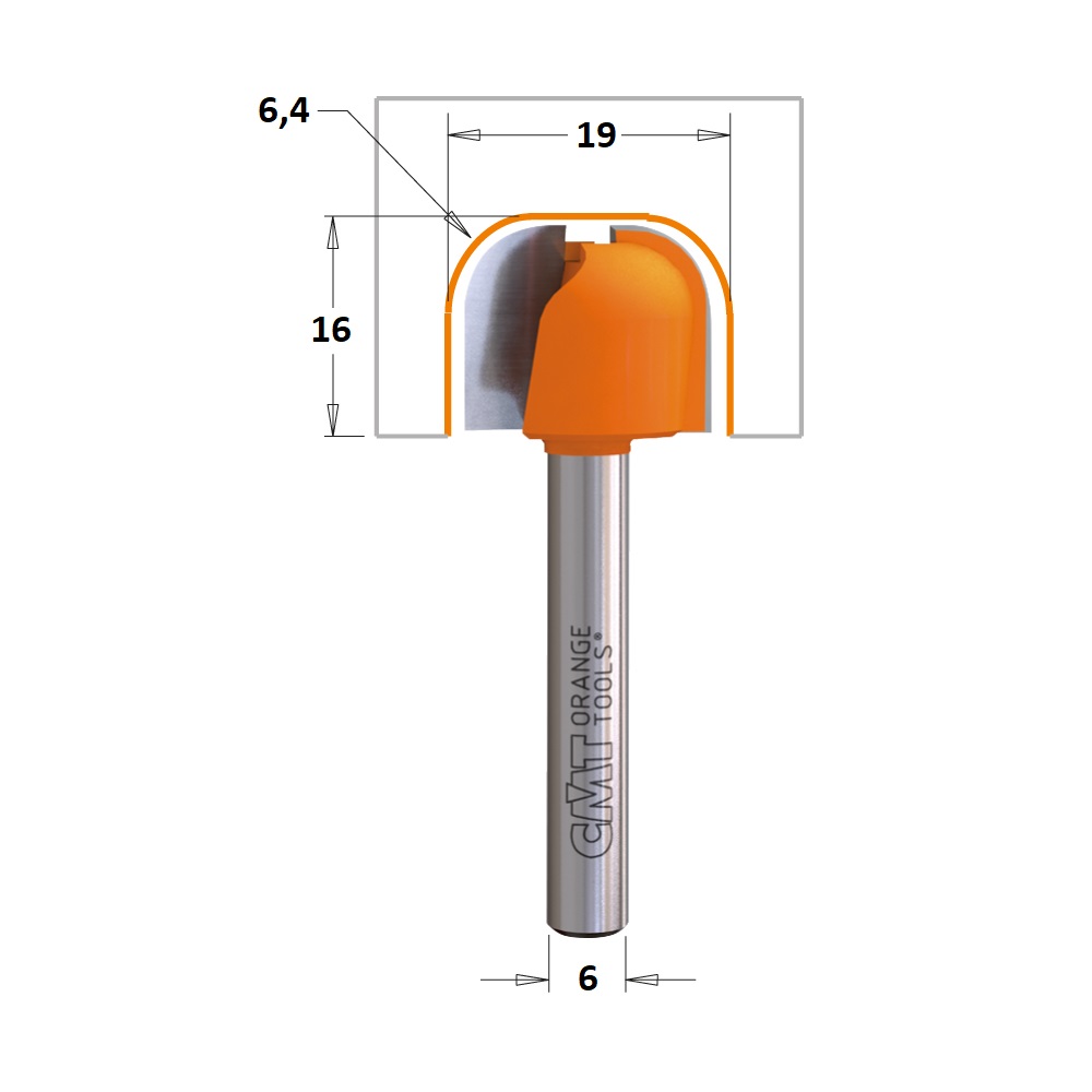 Fresa para Vasilhame de Madeira HW Ø19x6,4mm - marca CMT - Cód. 751.002.11